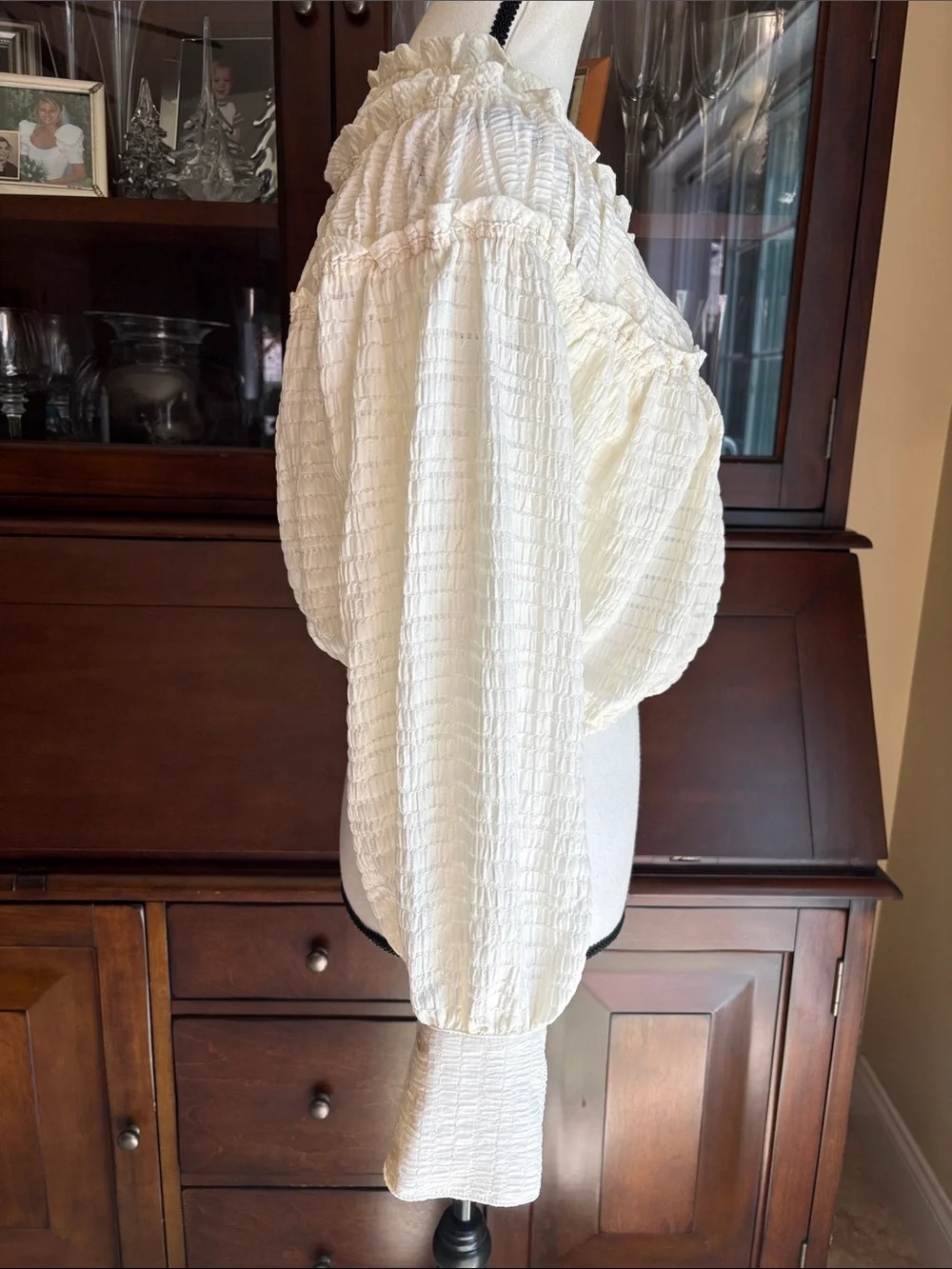 NWT Free People Hailey Ivory Blouse Long Sleeve Crop XS
